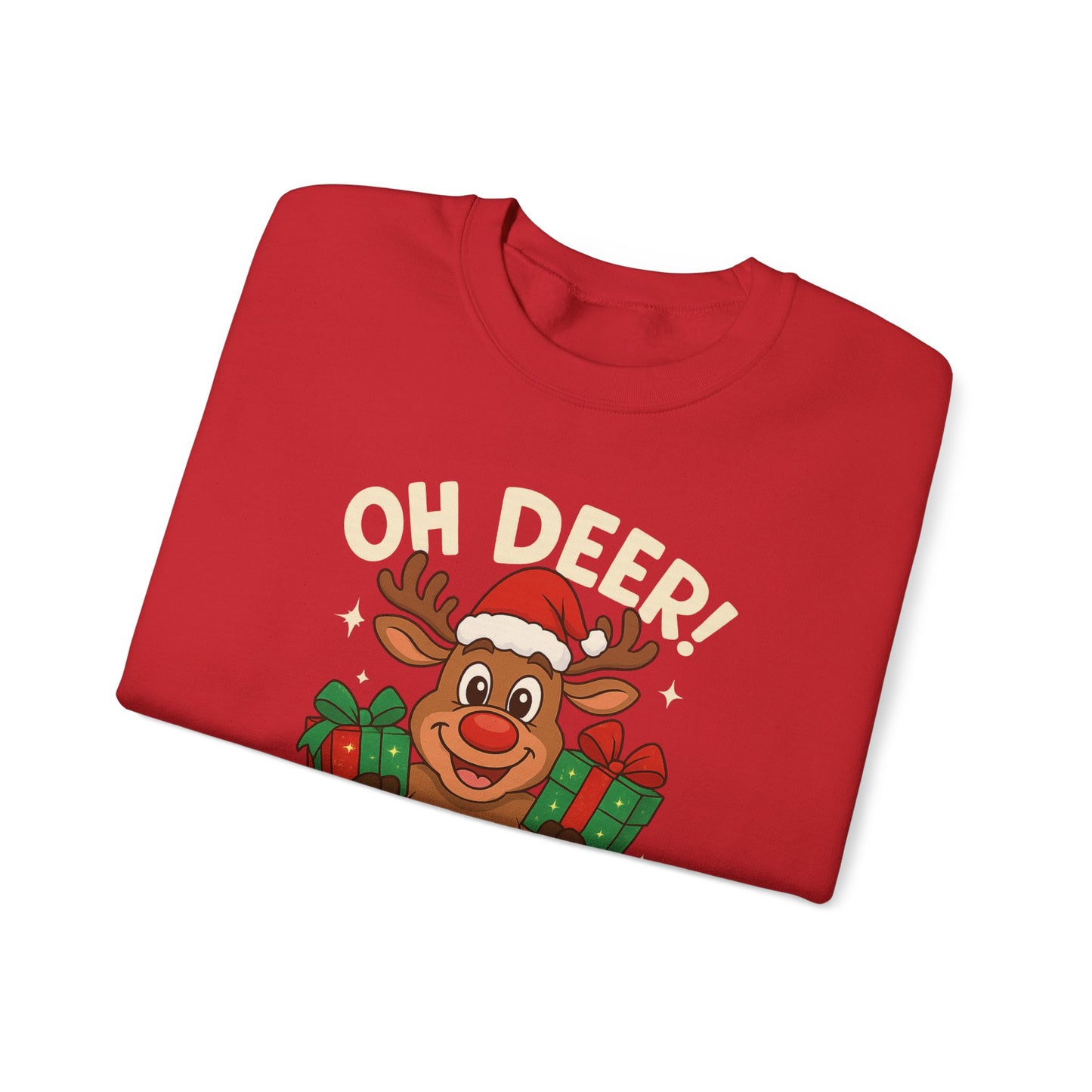 Crewneck Sweatshirt - Oh Deer! Merry Christmas — Cute Reindeer Holiday Crewneck