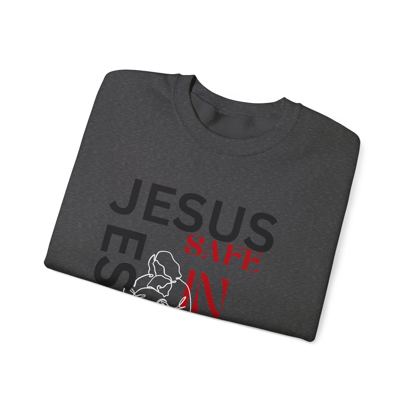 Christian comfort Jesus Safe In Your arms Crewneck Sweatshirt heavy blended