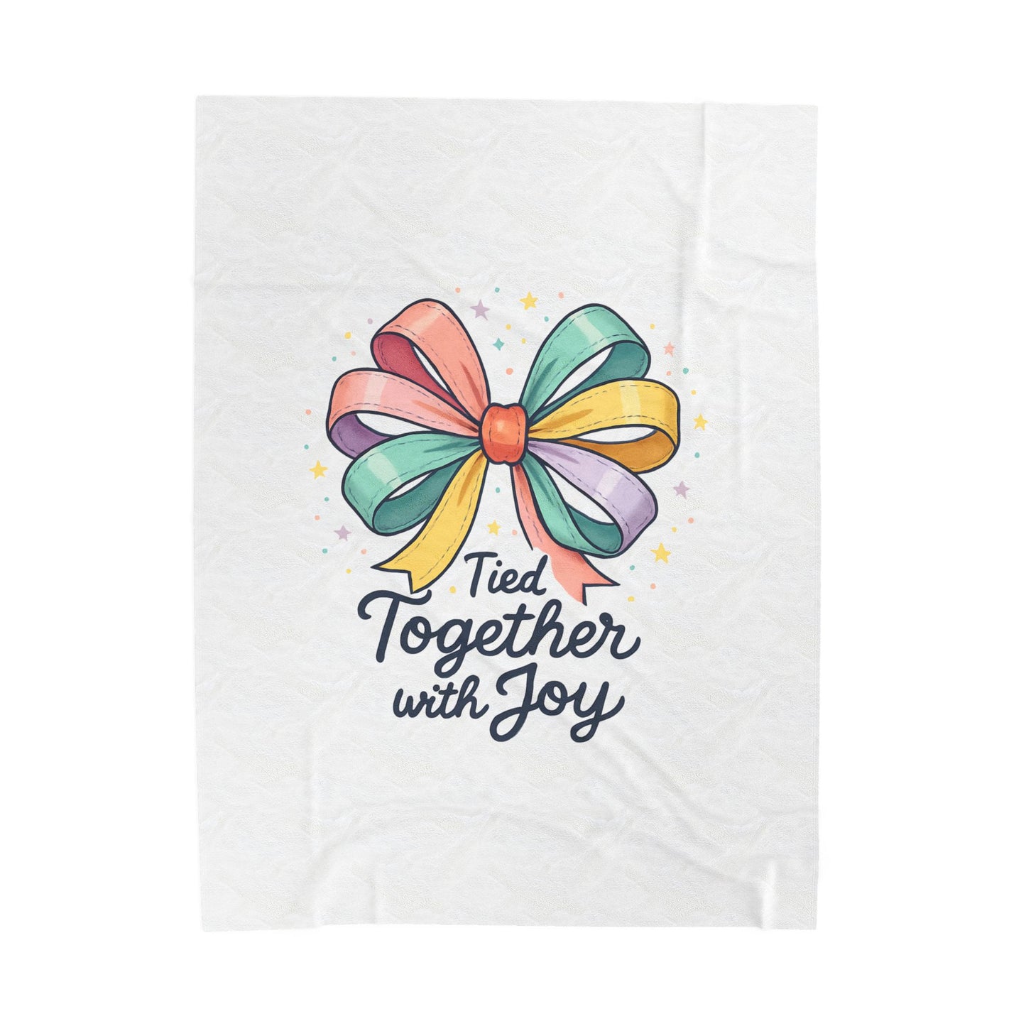 Tied Together with Joy Velveteen Plush Blanket — Colorful Ribbon Gift Throw