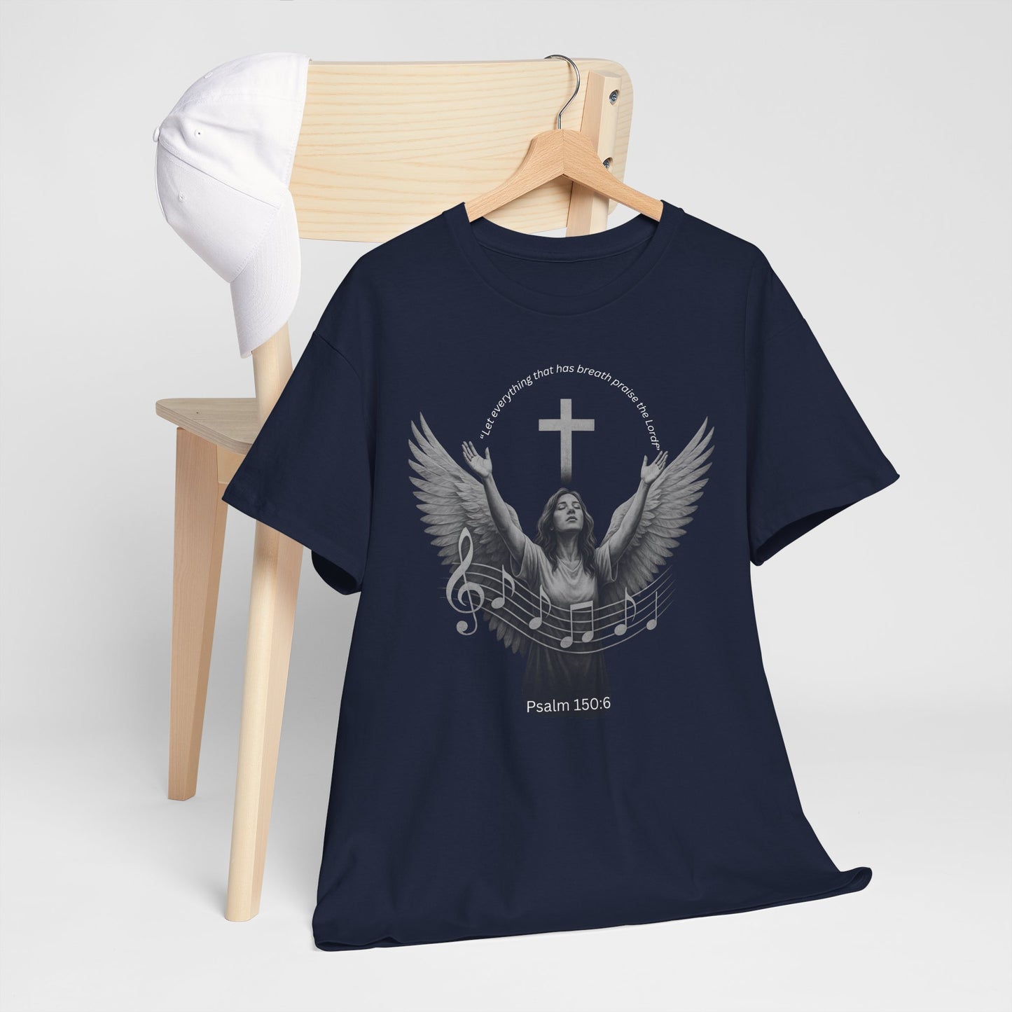 Female Angel Choir Worshiper Psalm 150:6 T-Shirt — Woman Singing Praises to Jesus