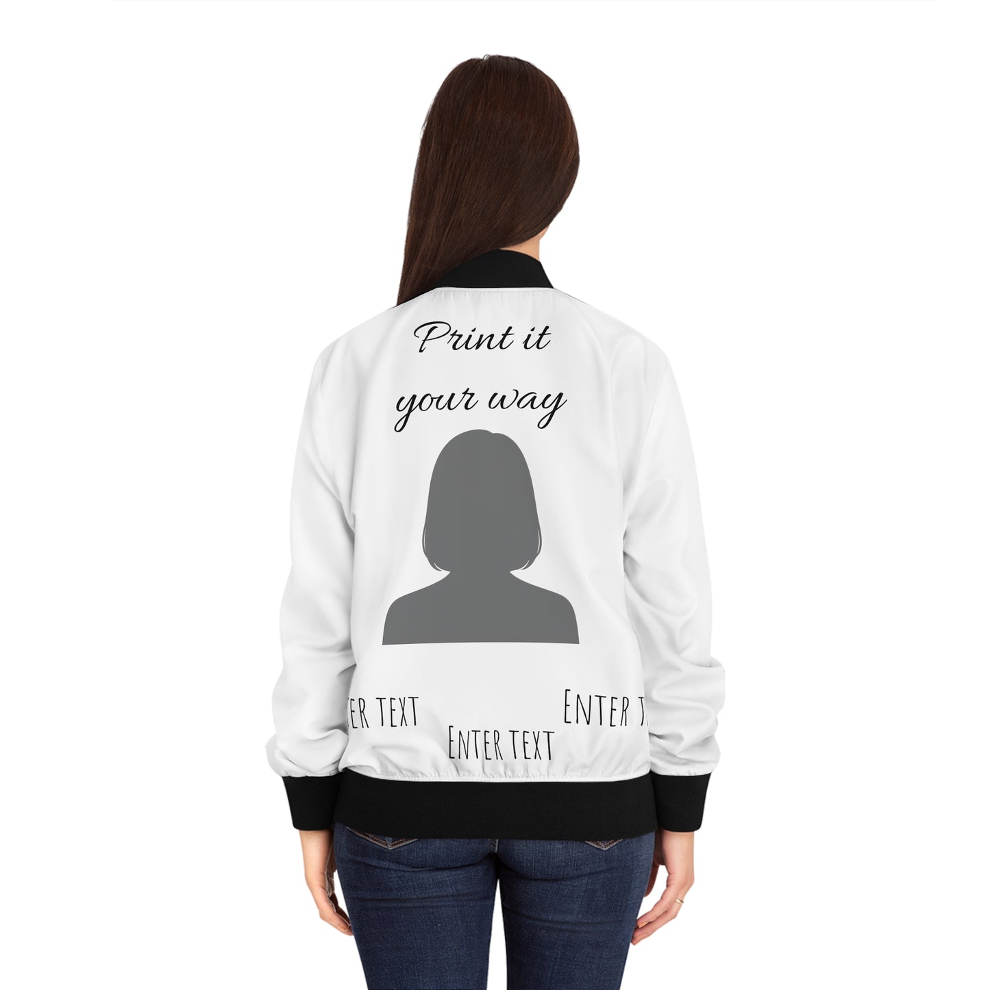 Customized Progress Over Perfection Women's Bomber Jacket — "Print It Your Way" Inspirational AOP Jacket