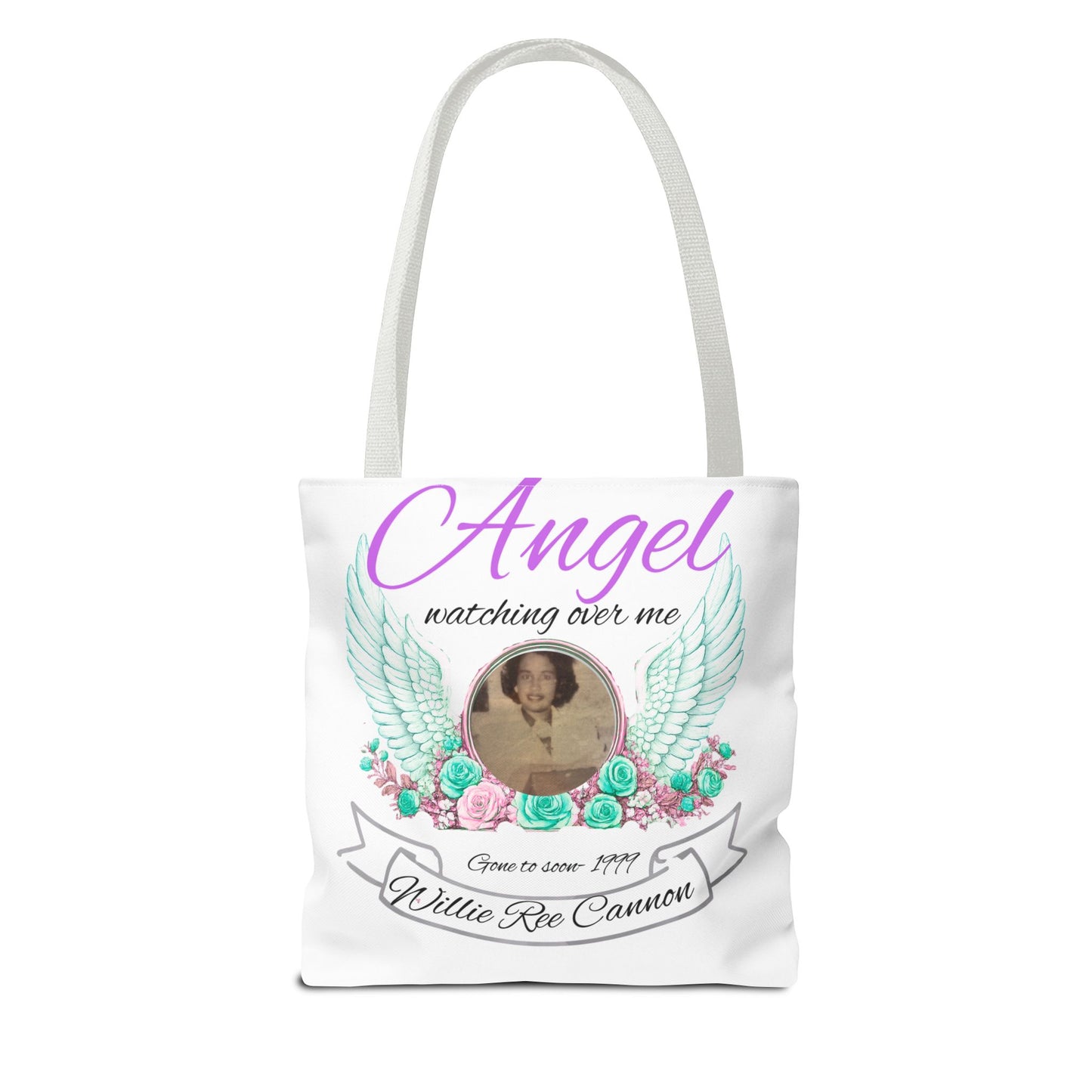 Memorial Angel Tote Bag — "Angel Watching Over Me" Custom Photo Tribute