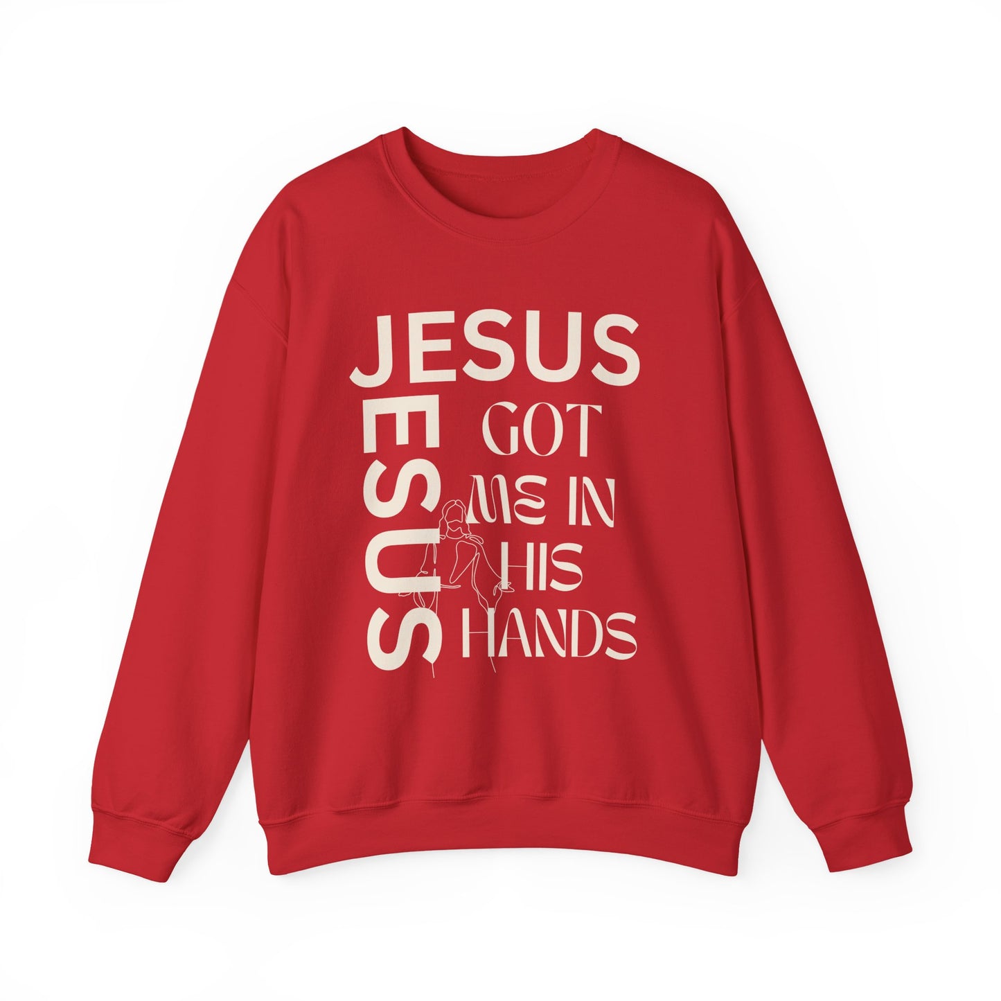 Christian Faith Crewneck Sweatshirt — "God Has Me in HIS Hands" Affirmation