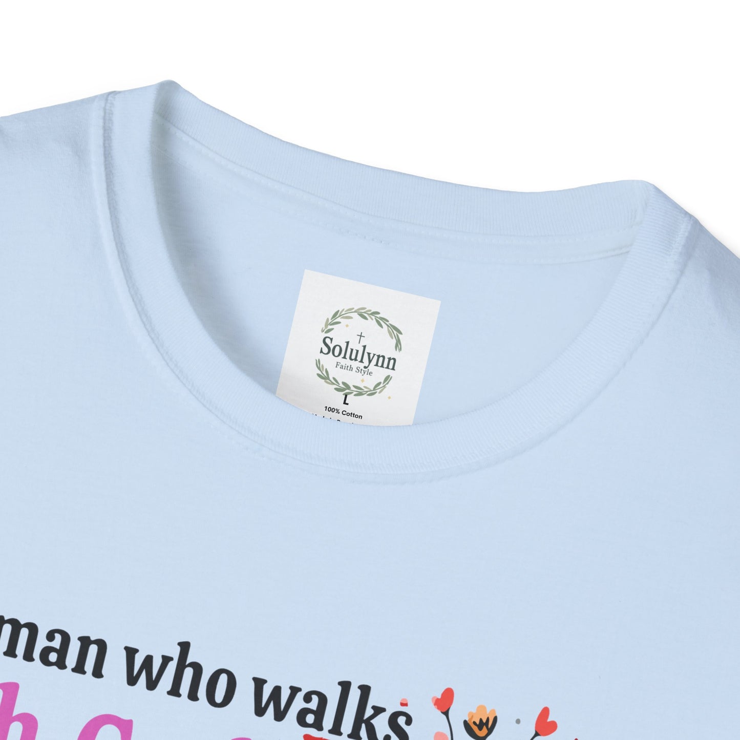 Christian Women’s Inspirational T-Shirt — “A woman who walks with God will always reach her destination” Floral Faith Tee