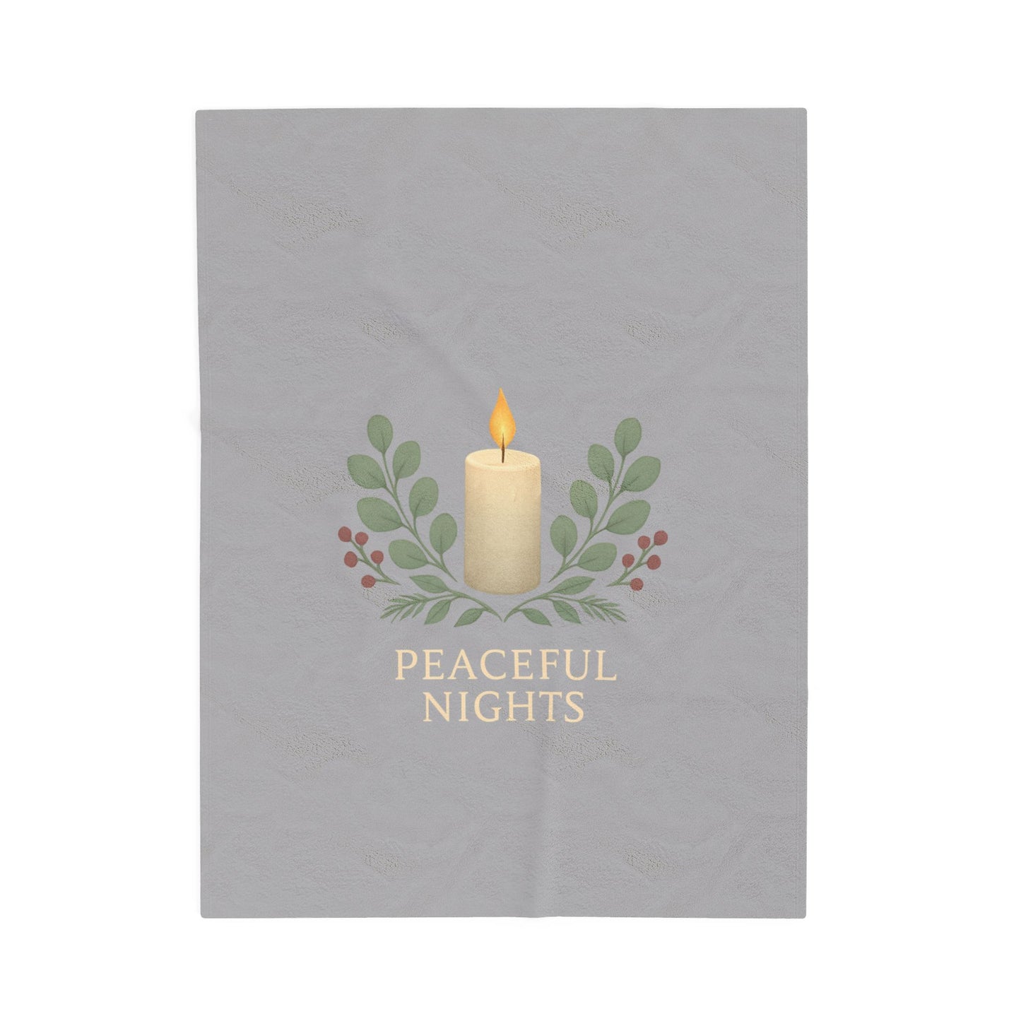 Plush Blanket — 'Peaceful Nights' Candle & Greenery Velveteen Throw