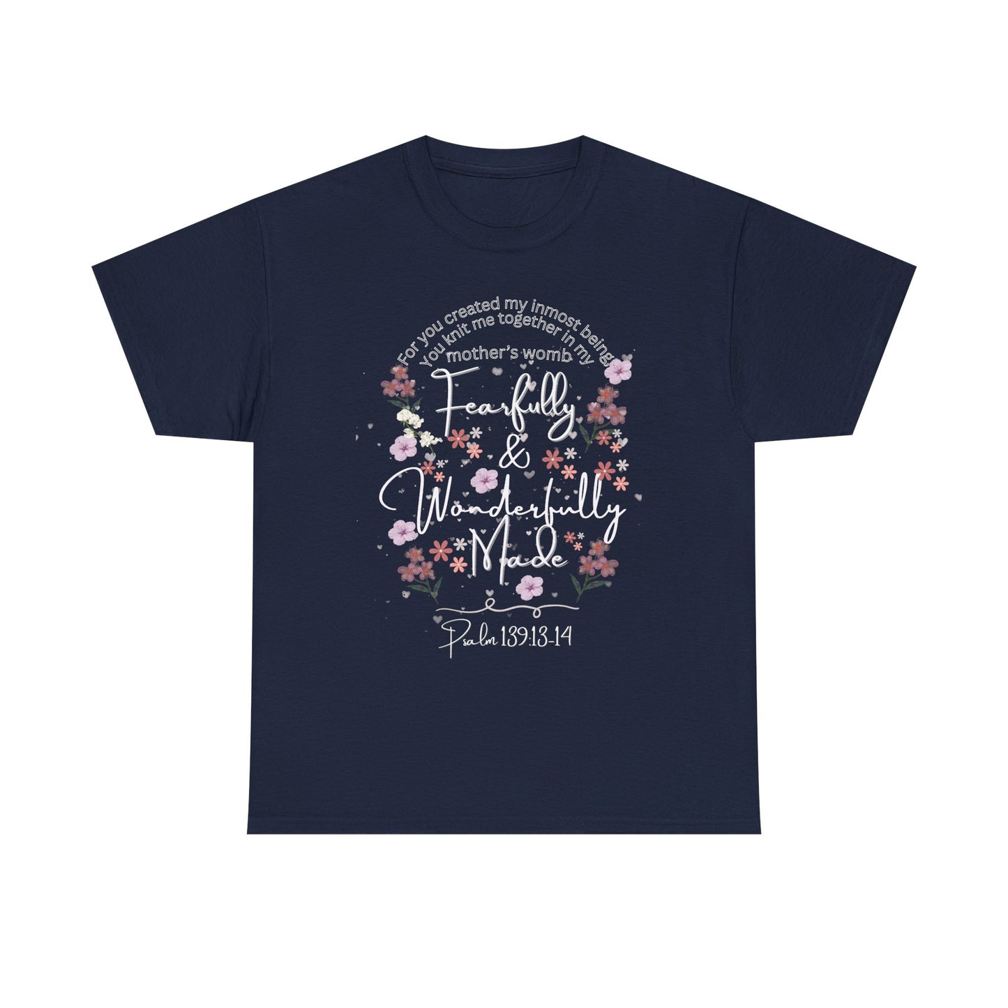 Fearfully and Wonderfully Made Tee Psalm 139:1-14  — Pastel Cherry Blossom Rabbit Graphic Shirt