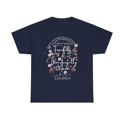 Fearfully and Wonderfully Made Tee Psalm 139:1-14  — Pastel Cherry Blossom Rabbit Graphic Shirt