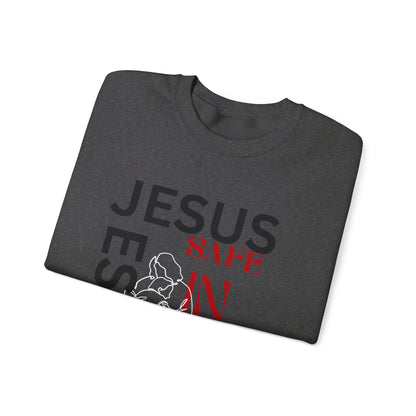 Christian comfort Jesus Safe In Your arms Crewneck Sweatshirt heavy blended
