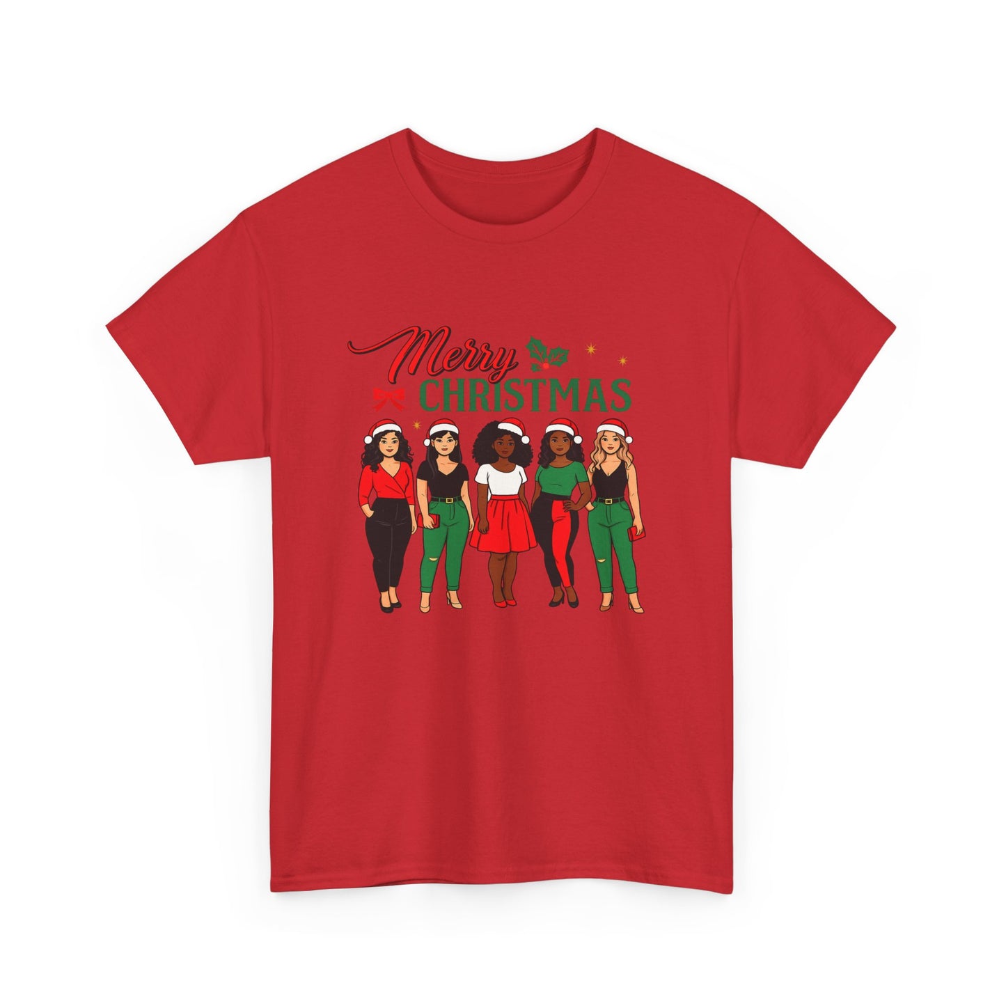 Merry Christmas Black Girl Squad T-Shirt — Holiday Graphic Tee - Feliz Navidad mujeres multiculturales