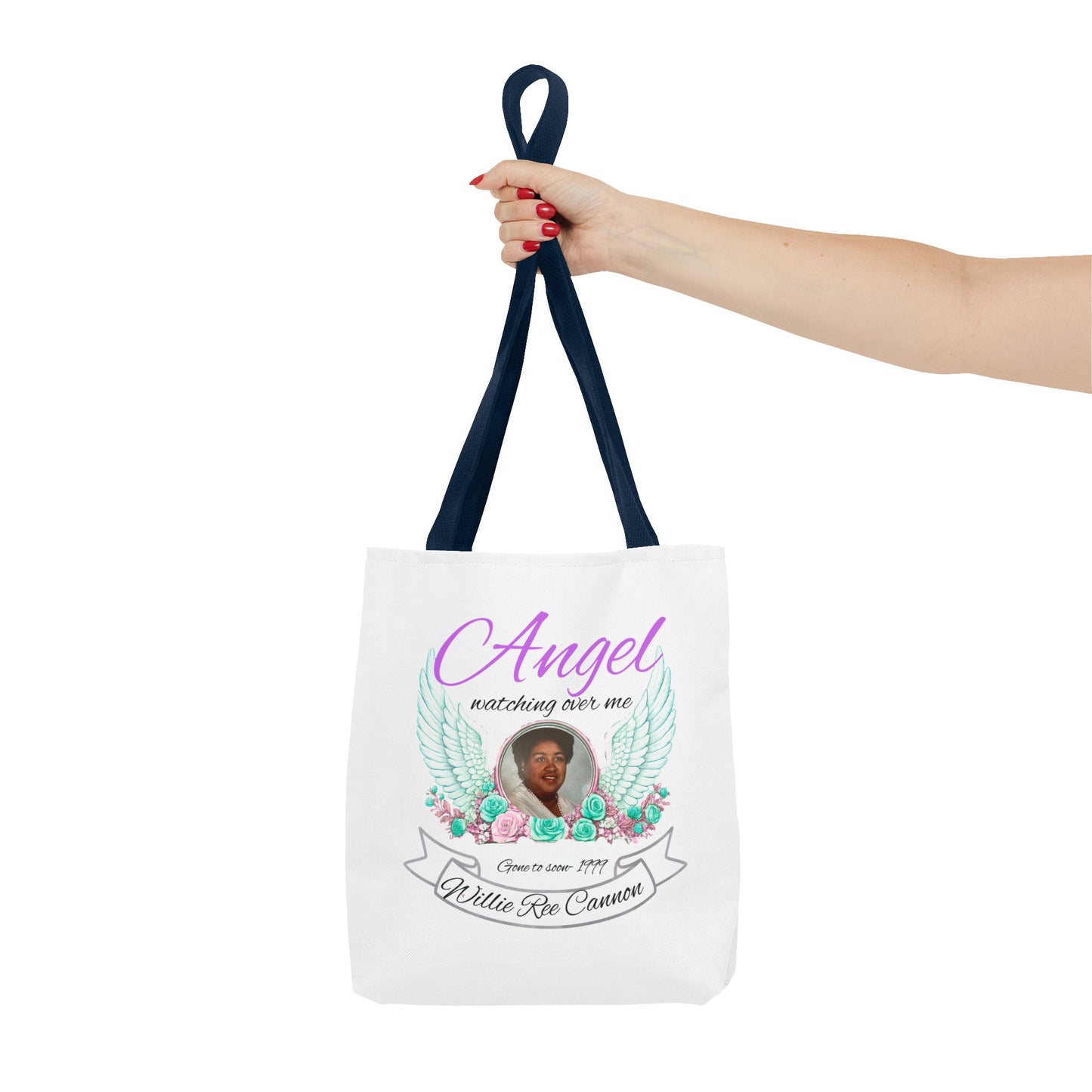 Memorial Angel Tote Bag — "Angel Watching Over Me" Custom Photo Tribute