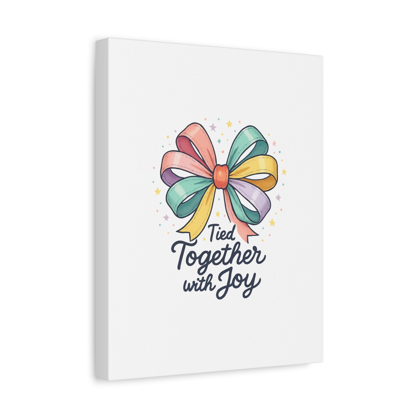 Canvas Wall Art - "Tied Together with Joy" Pastel Ribbon Decorative Print