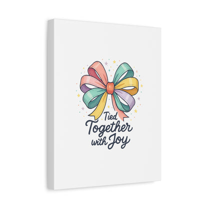 Canvas Wall Art - "Tied Together with Joy" Pastel Ribbon Decorative Print