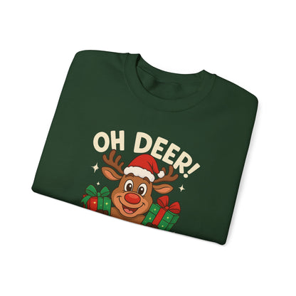 Crewneck Sweatshirt - Oh Deer! Merry Christmas — Cute Reindeer Holiday Crewneck