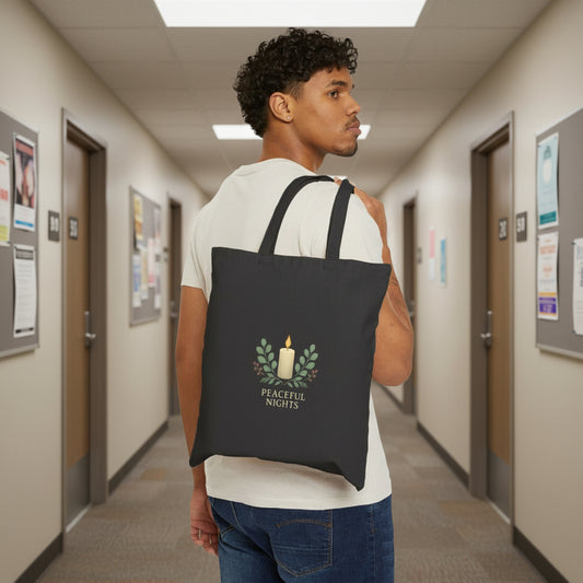 Tote Bag — Minimal Candle Wreath Canvas Tote (Cozy, Giftable)