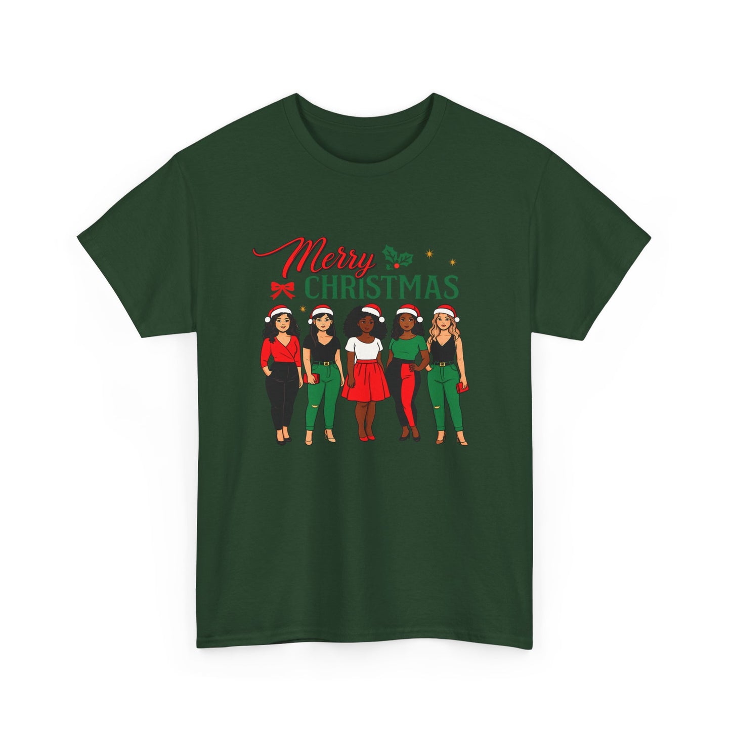 Merry Christmas Black Girl Squad T-Shirt — Holiday Graphic Tee - Feliz Navidad mujeres multiculturales