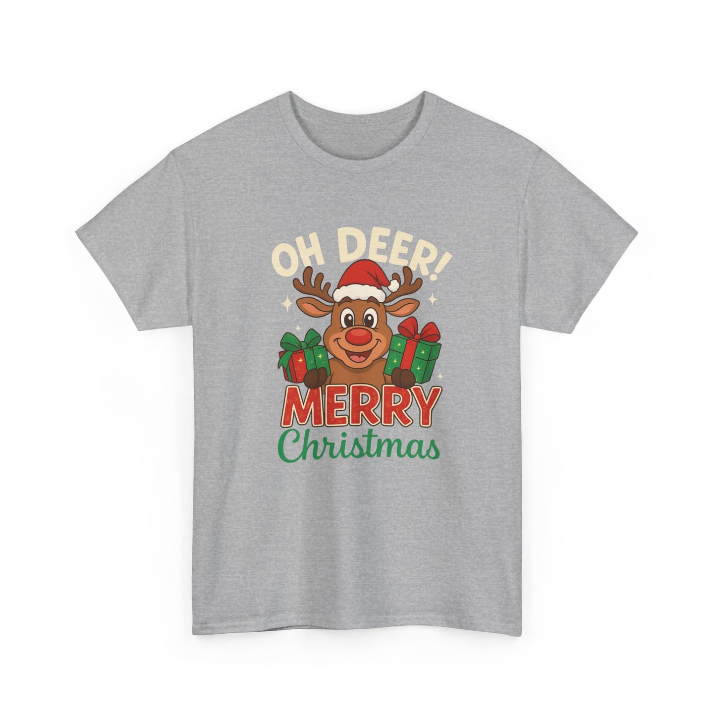 Christmas T-shirt OHH Deer Merry Christmas Unisex Heavy Cotton Tee