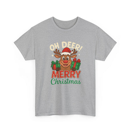 Christmas T-shirt OHH Deer Merry Christmas Unisex Heavy Cotton Tee