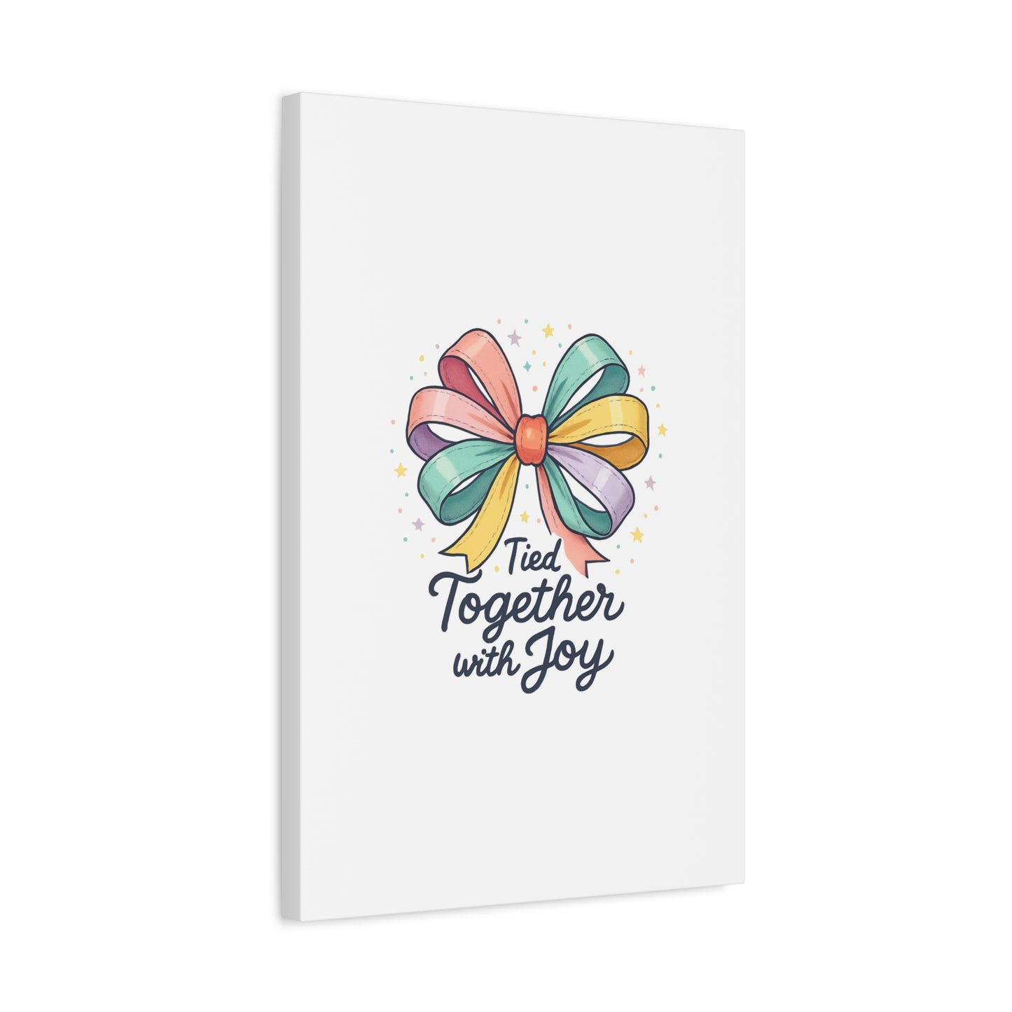 Canvas Wall Art - "Tied Together with Joy" Pastel Ribbon Decorative Print