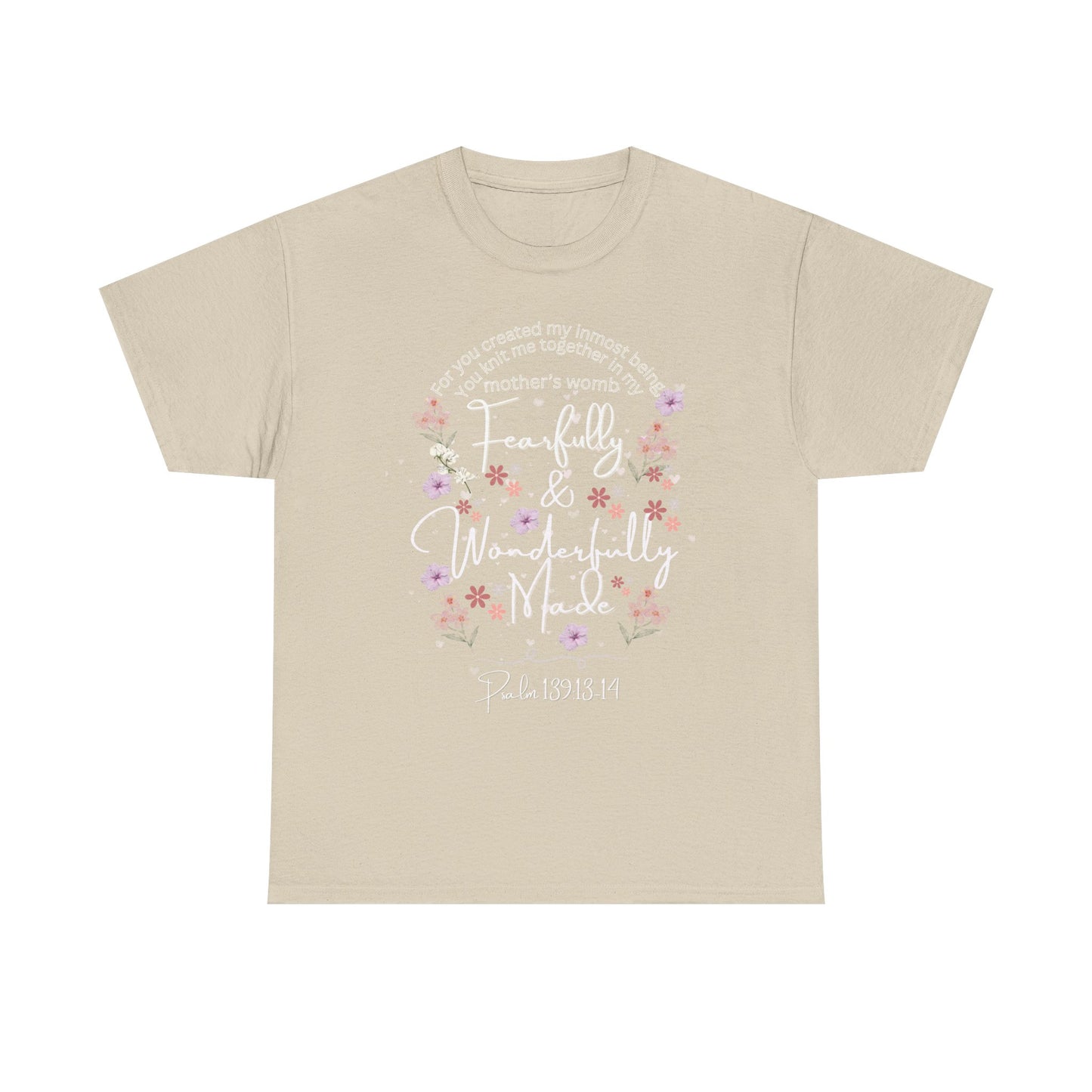 Fearfully and Wonderfully Made Tee Psalm 139:1-14  — Pastel Cherry Blossom Rabbit Graphic Shirt