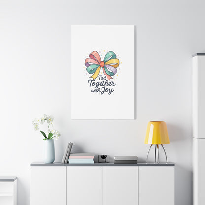 Canvas Wall Art - "Tied Together with Joy" Pastel Ribbon Decorative Print