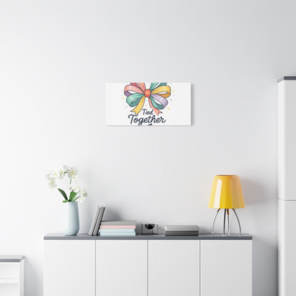 Canvas Wall Art - "Tied Together with Joy" Pastel Ribbon Decorative Print
