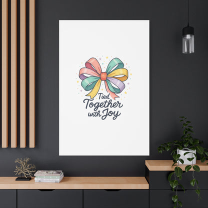 Canvas Wall Art - "Tied Together with Joy" Pastel Ribbon Decorative Print