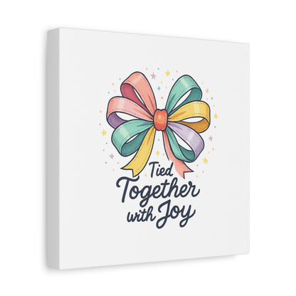 Canvas Wall Art - "Tied Together with Joy" Pastel Ribbon Decorative Print