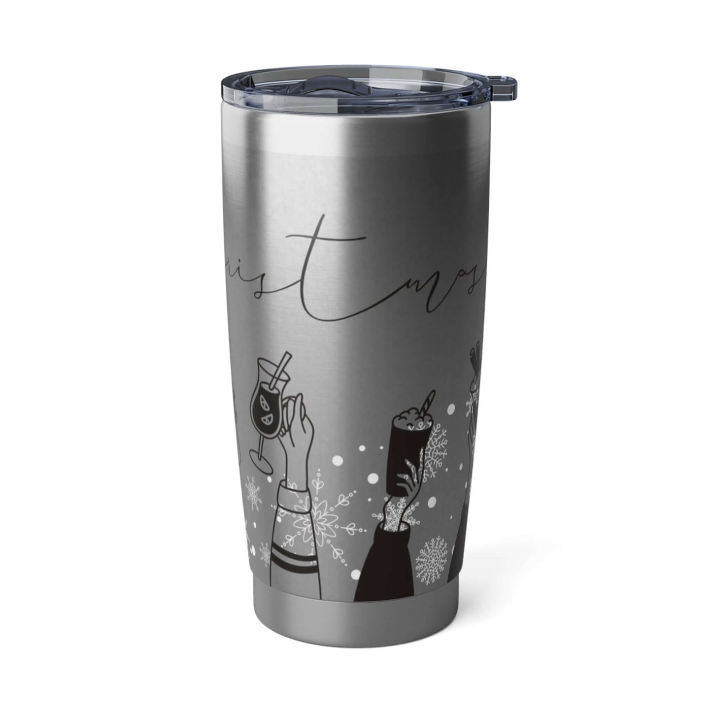 Silver Holiday Cheers Stainless Steel Travel  20oz Tumbler