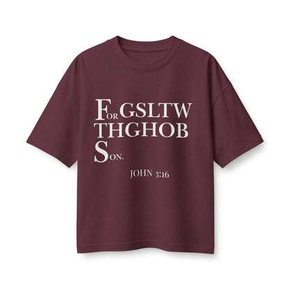 Women's Heavyweight Tee — 'For God So Loved The World...' Bible Verse Design with 'To Save Me!' Back