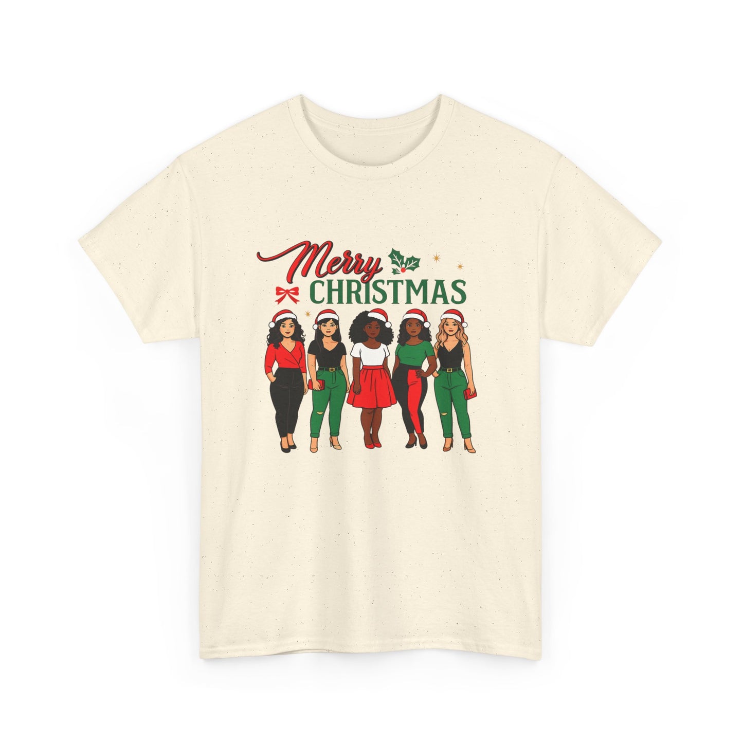 Merry Christmas Black Girl Squad T-Shirt — Holiday Graphic Tee - Feliz Navidad mujeres multiculturales