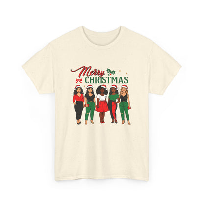 Merry Christmas Black Girl Squad T-Shirt — Holiday Graphic Tee - Feliz Navidad mujeres multiculturales