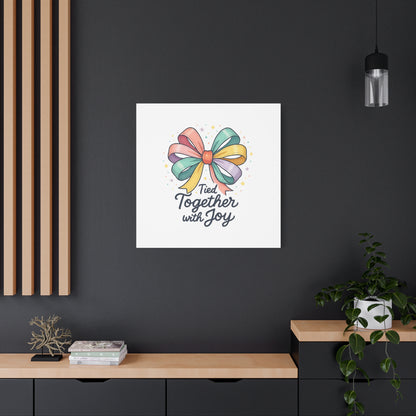 Canvas Wall Art - "Tied Together with Joy" Pastel Ribbon Decorative Print