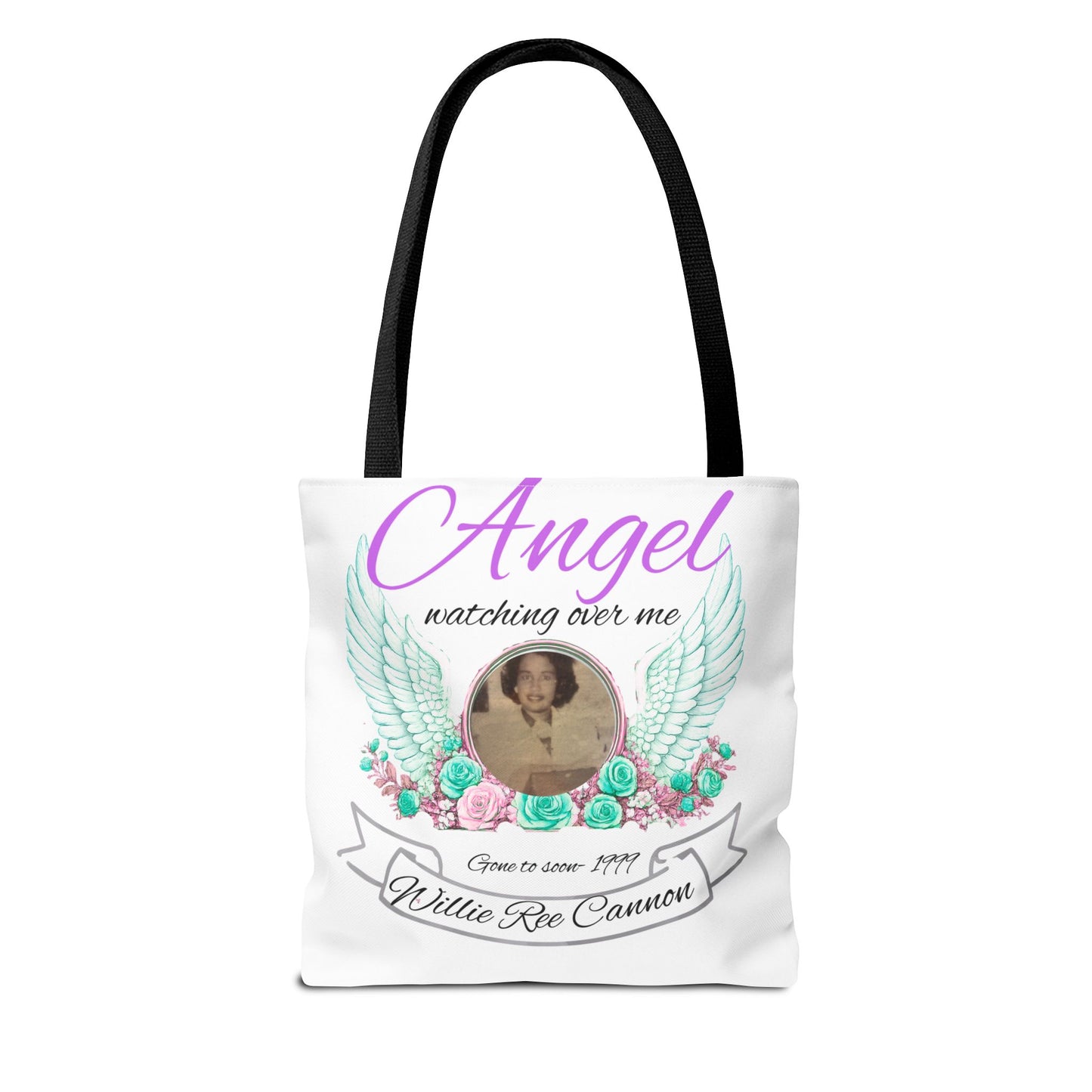 Memorial Angel Tote Bag — "Angel Watching Over Me" Custom Photo Tribute