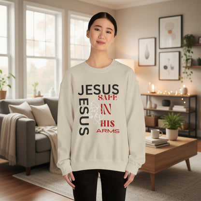 Christian comfort Jesus Safe In Your arms Crewneck Sweatshirt heavy blended