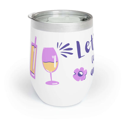 Stainless Steel Chill/Hot Wine Tumbler white purple/pink and yellow