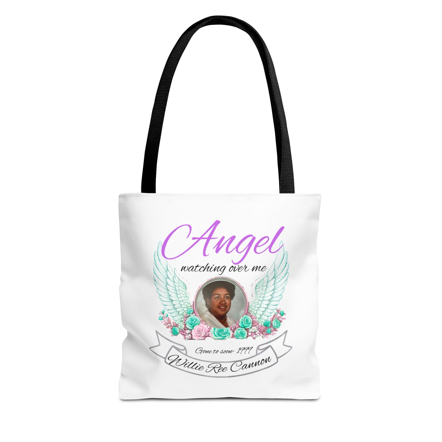 Memorial Angel Tote Bag — "Angel Watching Over Me" Custom Photo Tribute