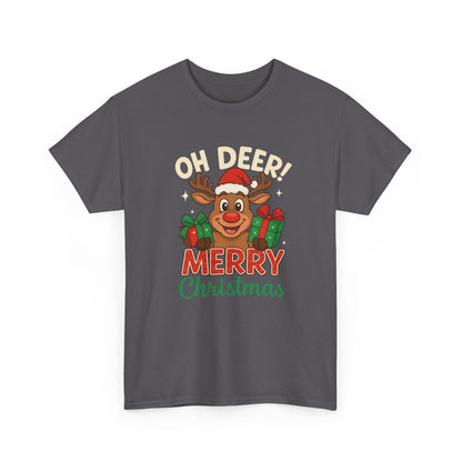 Christmas T-shirt OHH Deer Merry Christmas Unisex Heavy Cotton Tee