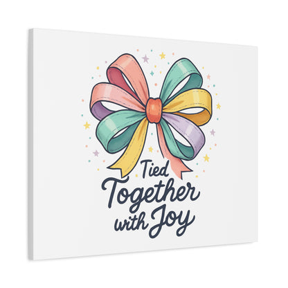 Canvas Wall Art - "Tied Together with Joy" Pastel Ribbon Decorative Print