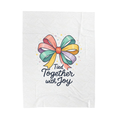 Tied Together with Joy Velveteen Plush Blanket — Colorful Ribbon Gift Throw