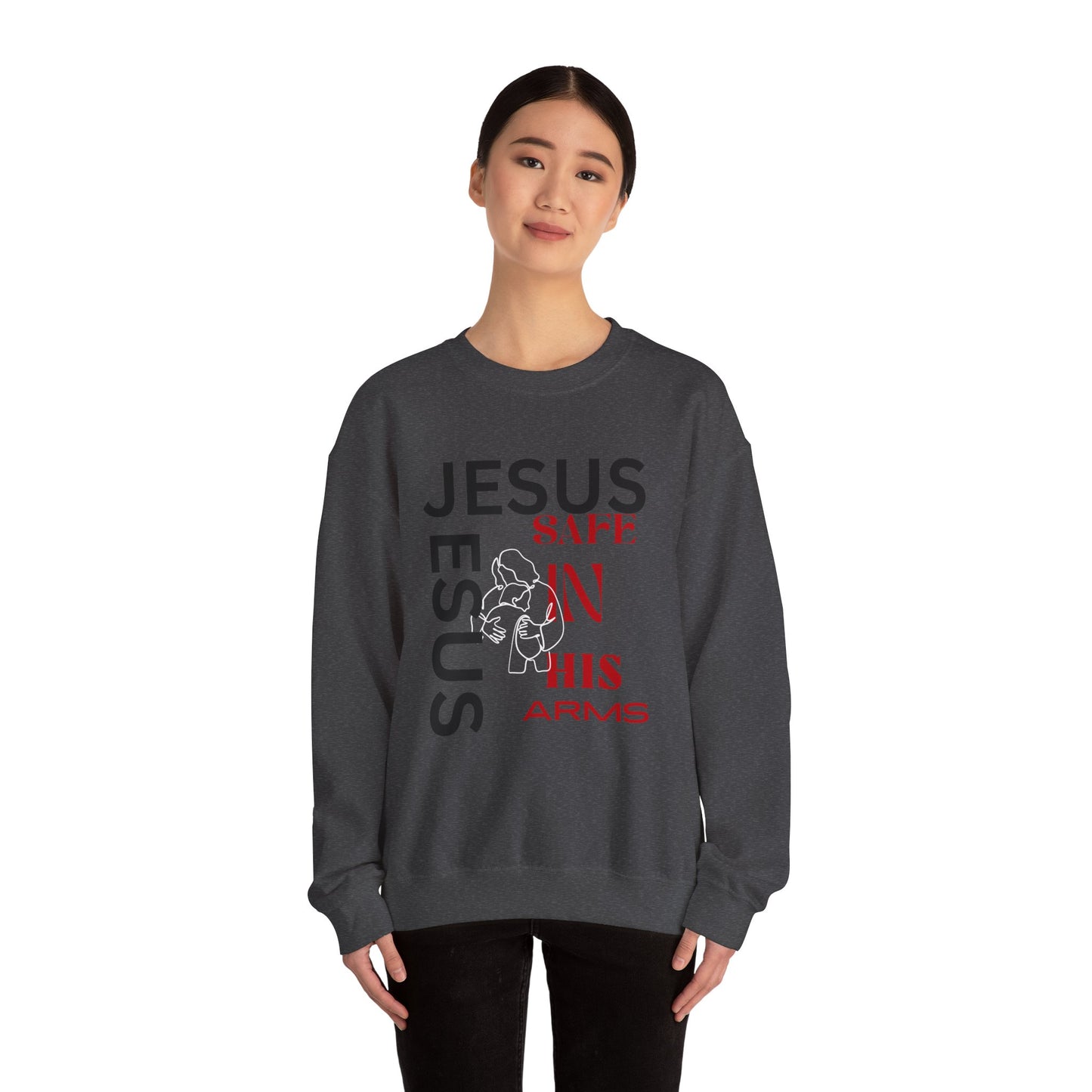 Christian comfort Jesus Safe In Your arms Crewneck Sweatshirt heavy blended