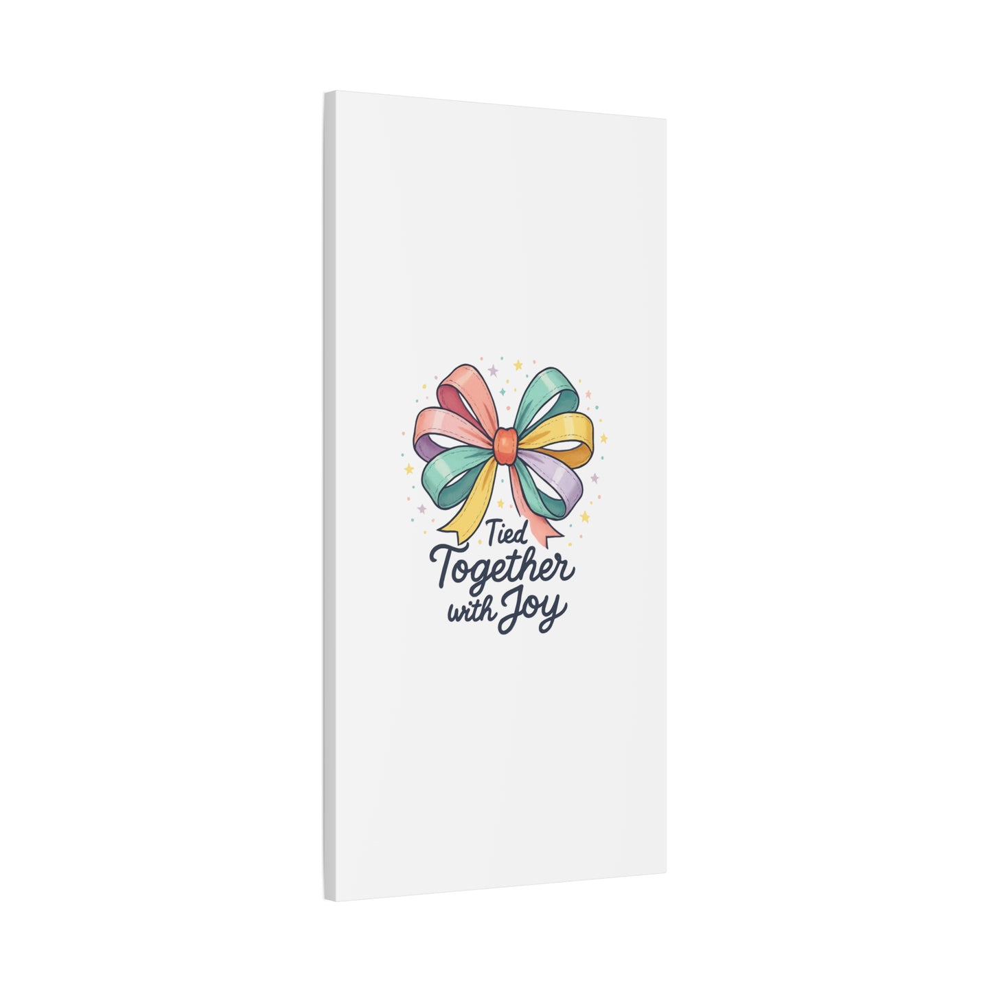 Canvas Wall Art - "Tied Together with Joy" Pastel Ribbon Decorative Print