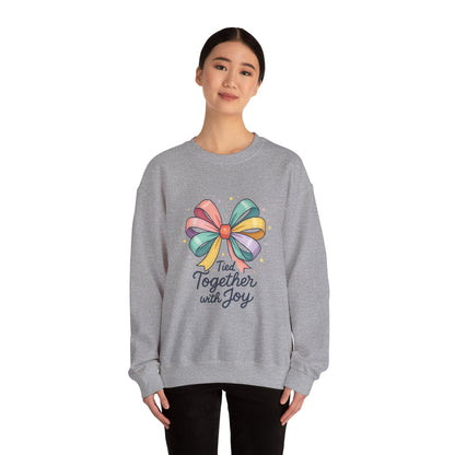 Tied Together With Joy Sweatshirt — Rainbow Bow Crewneck Gift
