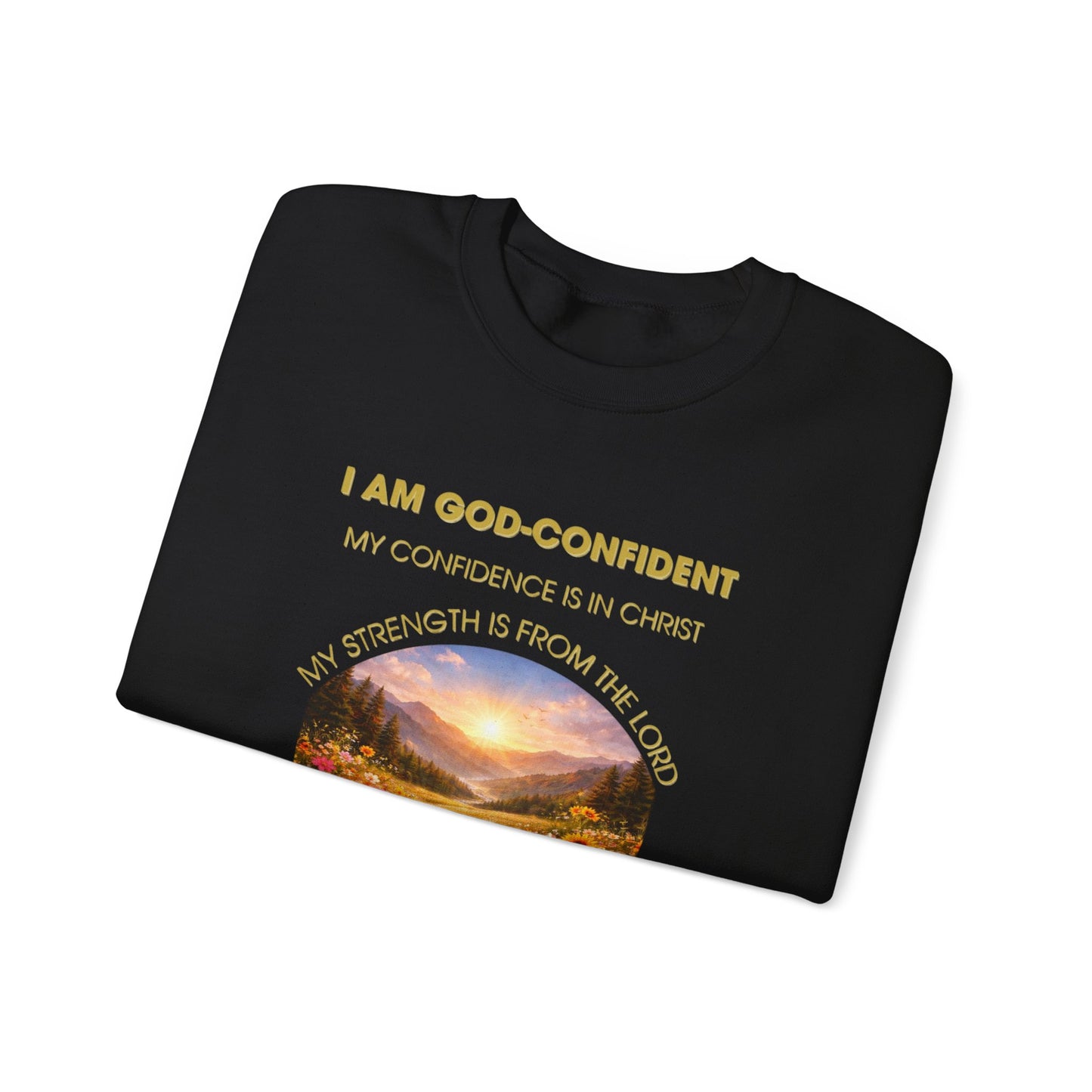 Christian Crewneck Sweatshirt Phil. 1:6— "I Am God-Confident" Inspirational Scripture Design