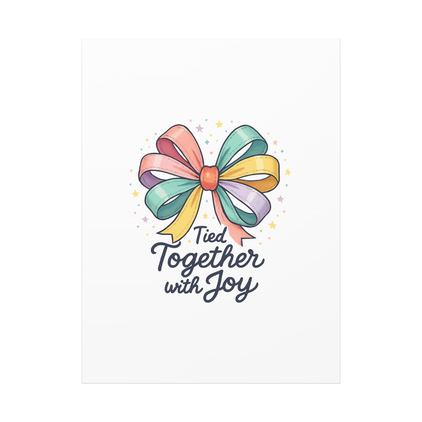 Canvas Wall Art - "Tied Together with Joy" Pastel Ribbon Decorative Print