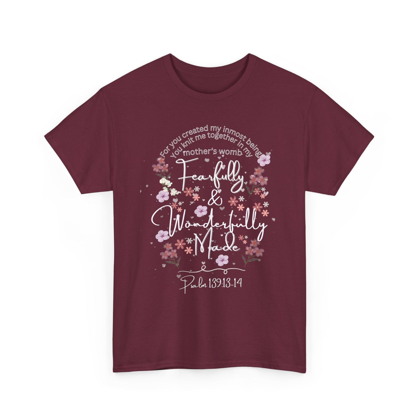 Fearfully and Wonderfully Made Tee Psalm 139:1-14  — Pastel Cherry Blossom Rabbit Graphic Shirt