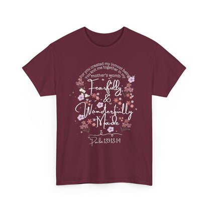 Fearfully and Wonderfully Made Tee Psalm 139:1-14  — Pastel Cherry Blossom Rabbit Graphic Shirt