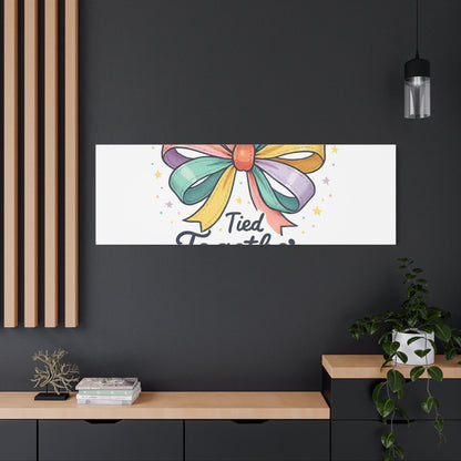 Canvas Wall Art - "Tied Together with Joy" Pastel Ribbon Decorative Print