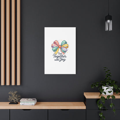 Canvas Wall Art - "Tied Together with Joy" Pastel Ribbon Decorative Print