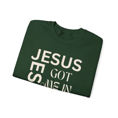 Christian Faith Crewneck Sweatshirt — "God Has Me in HIS Hands" Affirmation