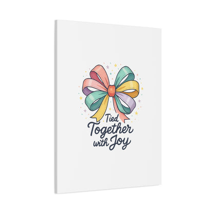 Canvas Wall Art - "Tied Together with Joy" Pastel Ribbon Decorative Print